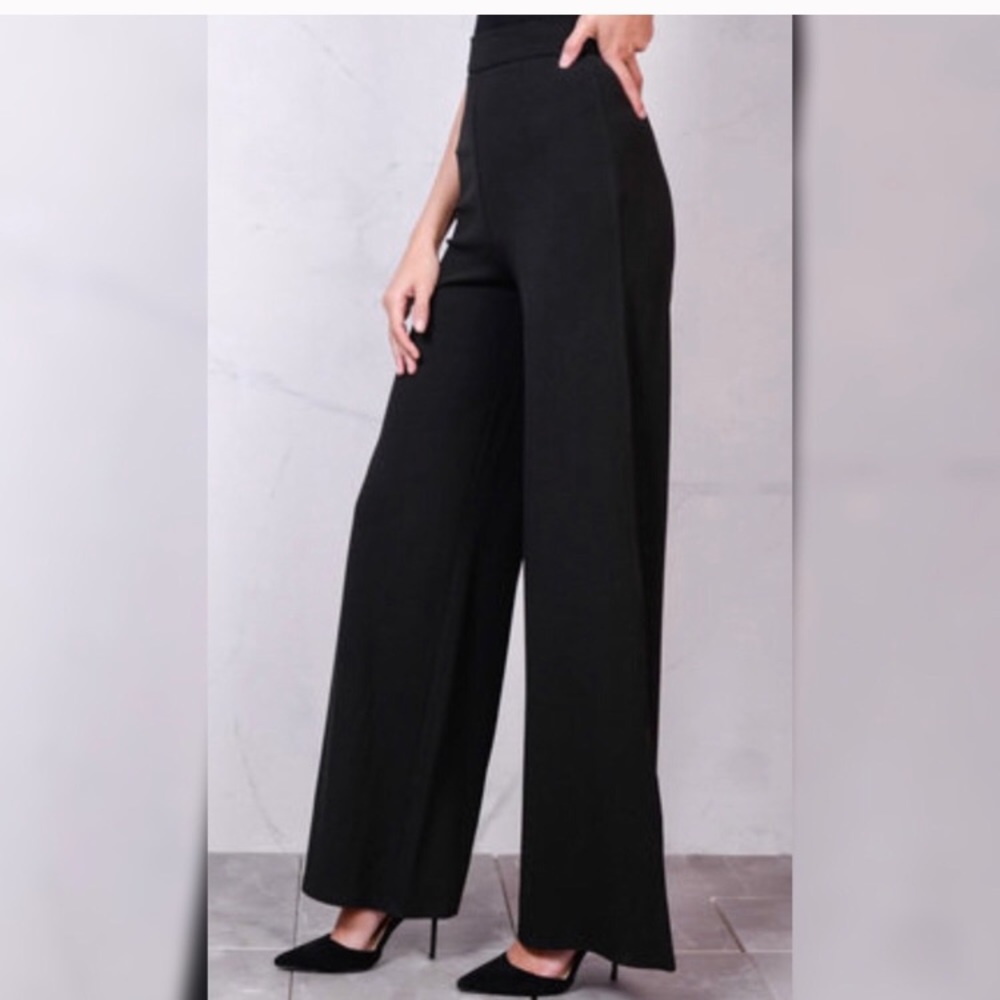 Black wide leg trousers